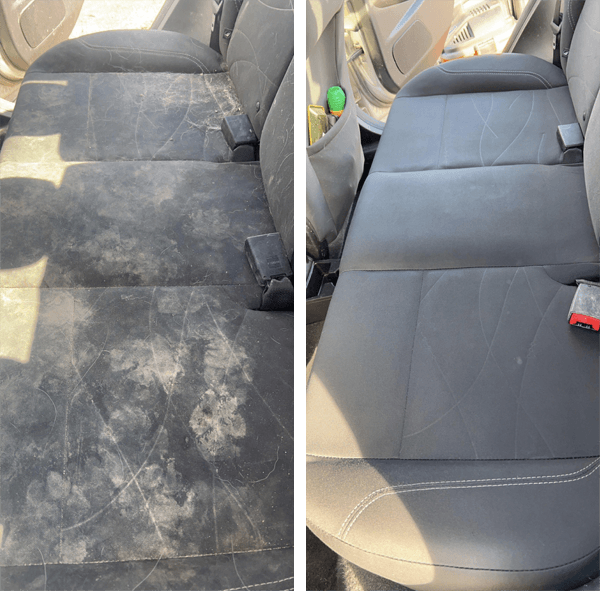 Before and after of a car detailing