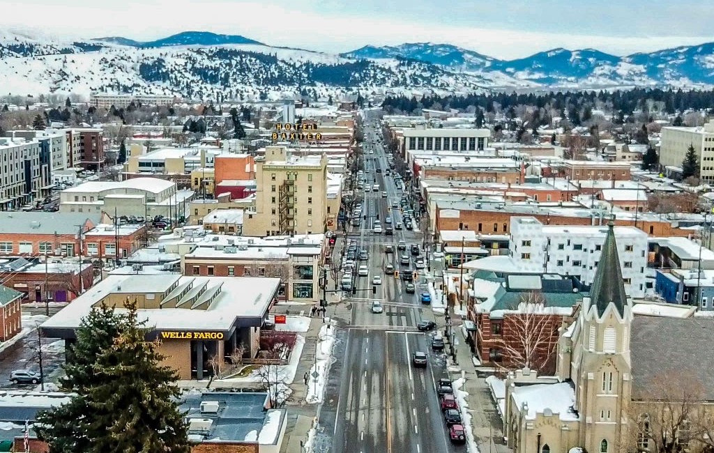 Bozeman winter from above